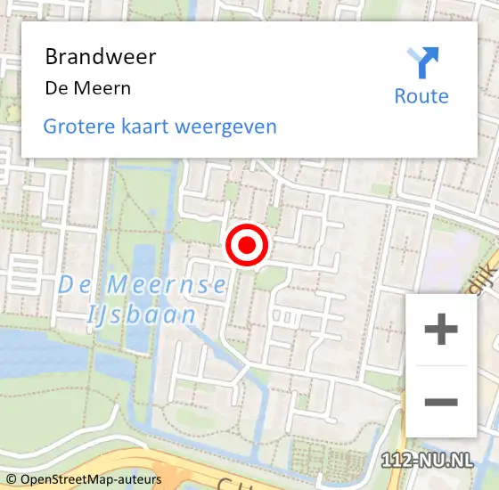 Locatie op kaart van de 112 melding: Brandweer De Meern op 18 januari 2023 16:16