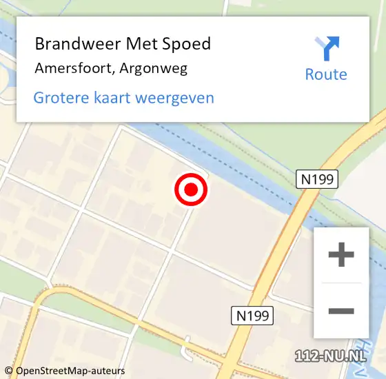 Locatie op kaart van de 112 melding: Brandweer Met Spoed Naar Amersfoort, Argonweg op 18 januari 2023 16:25