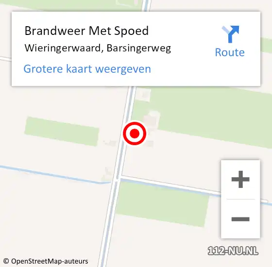 Locatie op kaart van de 112 melding: Brandweer Met Spoed Naar Wieringerwaard, Barsingerweg op 18 januari 2023 16:27