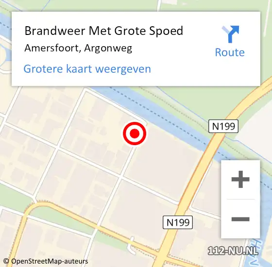 Locatie op kaart van de 112 melding: Brandweer Met Grote Spoed Naar Amersfoort, Argonweg op 18 januari 2023 16:29