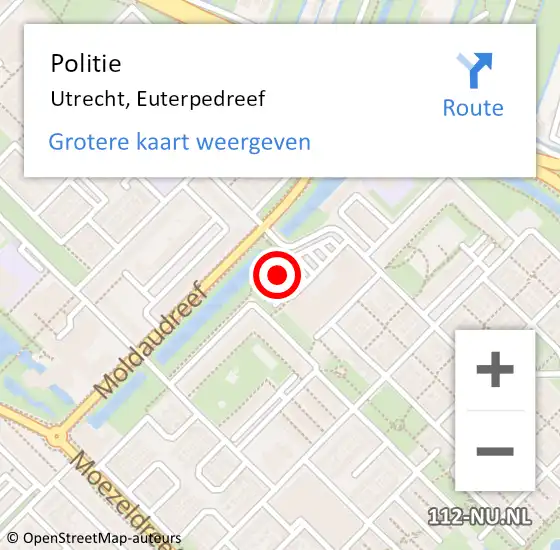 Locatie op kaart van de 112 melding: Politie Utrecht, Euterpedreef op 18 januari 2023 16:31