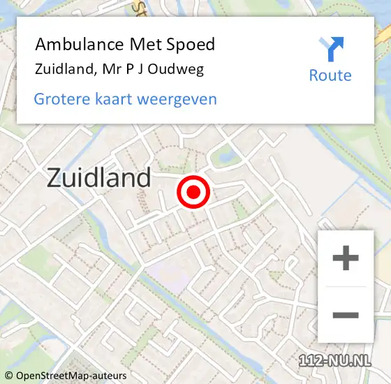 Locatie op kaart van de 112 melding: Ambulance Met Spoed Naar Zuidland, Mr P J Oudweg op 18 januari 2023 16:33