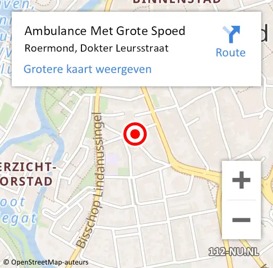 Locatie op kaart van de 112 melding: Ambulance Met Grote Spoed Naar Roermond, Dokter Leursstraat op 18 januari 2023 16:37