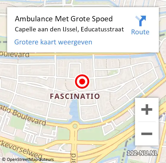 Locatie op kaart van de 112 melding: Ambulance Met Grote Spoed Naar Capelle aan den IJssel, Educatusstraat op 18 januari 2023 16:45