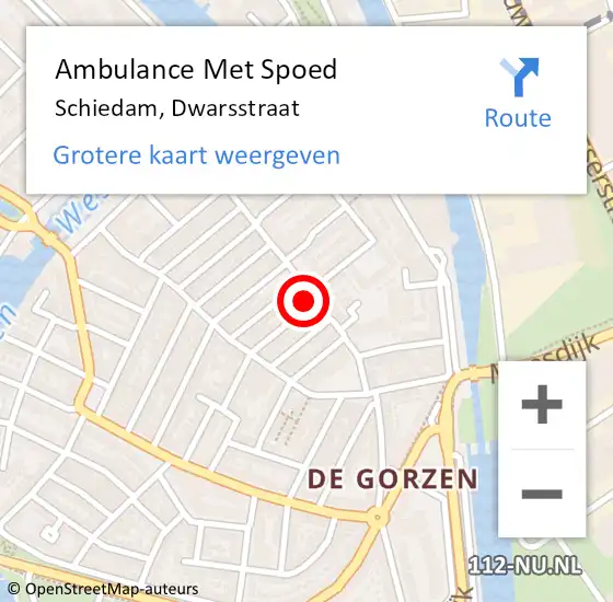 Locatie op kaart van de 112 melding: Ambulance Met Spoed Naar Schiedam, Dwarsstraat op 18 januari 2023 16:48