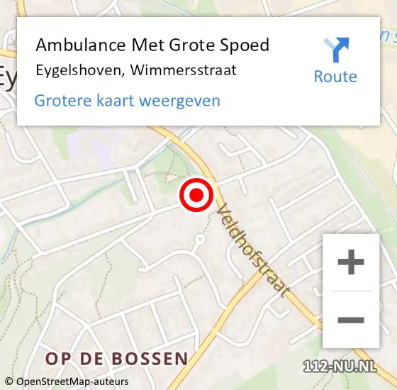 Locatie op kaart van de 112 melding: Ambulance Met Grote Spoed Naar Eygelshoven, Wimmersstraat op 12 augustus 2014 15:46