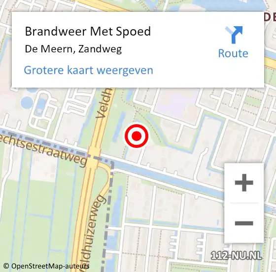 Locatie op kaart van de 112 melding: Brandweer Met Spoed Naar De Meern, Zandweg op 18 januari 2023 16:57