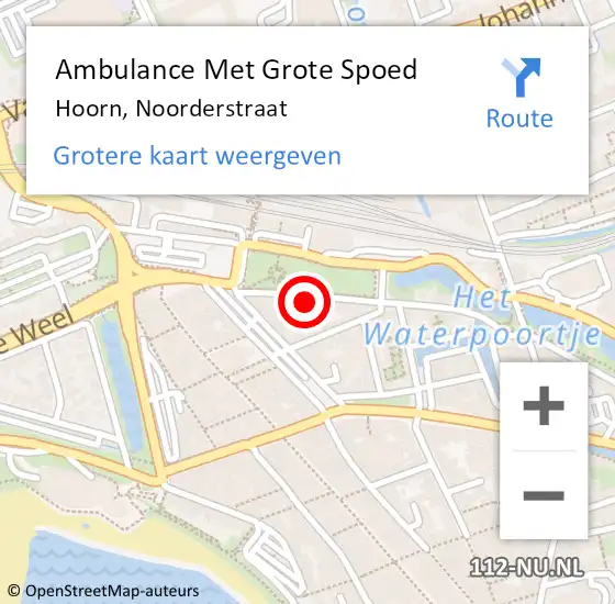 Locatie op kaart van de 112 melding: Ambulance Met Grote Spoed Naar Hoorn, Noorderstraat op 18 januari 2023 17:02