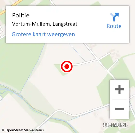 Locatie op kaart van de 112 melding: Politie Vortum-Mullem, Langstraat op 18 januari 2023 17:02