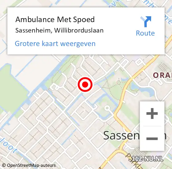 Locatie op kaart van de 112 melding: Ambulance Met Spoed Naar Sassenheim, Willibrorduslaan op 18 januari 2023 17:12