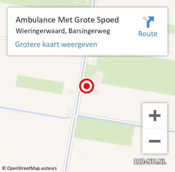 Locatie op kaart van de 112 melding: Ambulance Met Grote Spoed Naar Wieringerwaard, Barsingerweg op 18 januari 2023 17:26