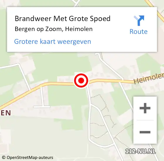 Locatie op kaart van de 112 melding: Brandweer Met Grote Spoed Naar Bergen op Zoom, Heimolen op 18 januari 2023 18:14