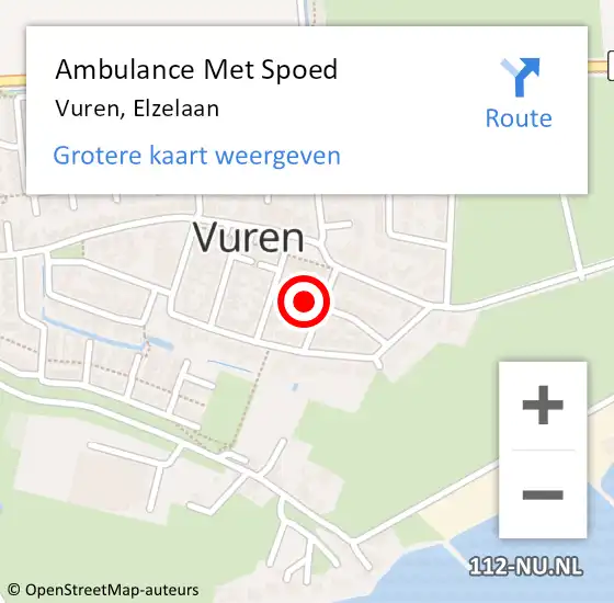 Locatie op kaart van de 112 melding: Ambulance Met Spoed Naar Vuren, Elzelaan op 18 januari 2023 18:25