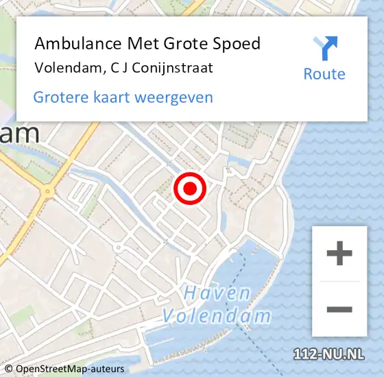 Locatie op kaart van de 112 melding: Ambulance Met Grote Spoed Naar Volendam, C J Conijnstraat op 18 januari 2023 18:40