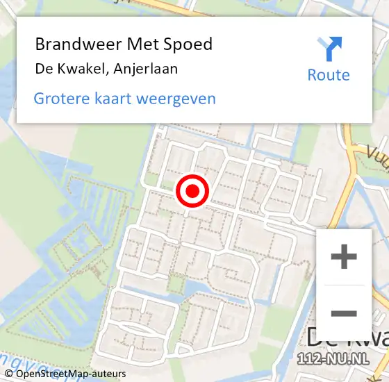 Locatie op kaart van de 112 melding: Brandweer Met Spoed Naar De Kwakel, Anjerlaan op 18 januari 2023 18:43