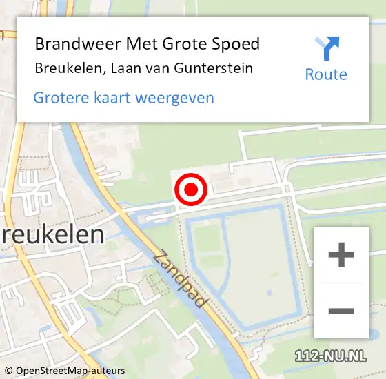 Locatie op kaart van de 112 melding: Brandweer Met Grote Spoed Naar Breukelen, Laan van Gunterstein op 18 januari 2023 18:46