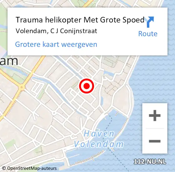 Locatie op kaart van de 112 melding: Trauma helikopter Met Grote Spoed Naar Volendam, C J Conijnstraat op 18 januari 2023 18:56