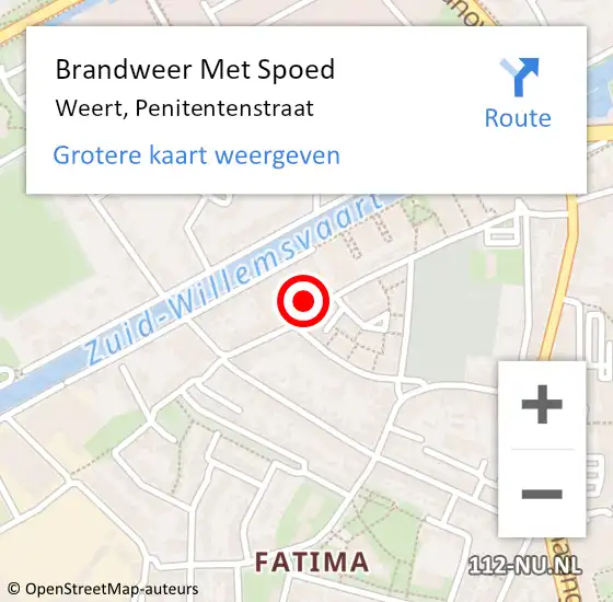 Locatie op kaart van de 112 melding: Brandweer Met Spoed Naar Weert, Penitentenstraat op 18 januari 2023 18:56