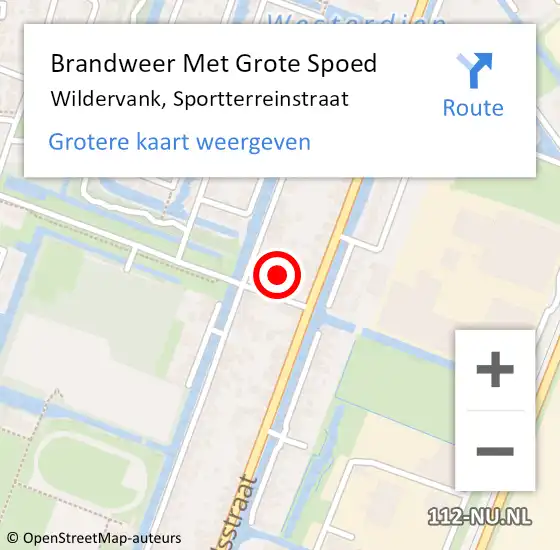 Locatie op kaart van de 112 melding: Brandweer Met Grote Spoed Naar Wildervank, Sportterreinstraat op 18 januari 2023 18:57