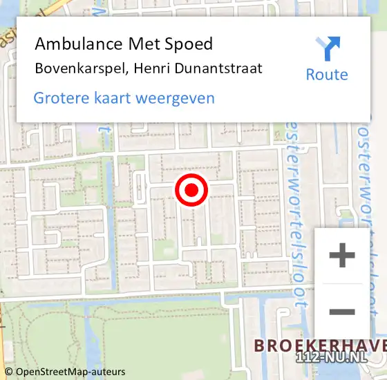 Locatie op kaart van de 112 melding: Ambulance Met Spoed Naar Bovenkarspel, Henri Dunantstraat op 18 januari 2023 19:05