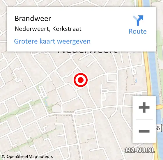 Locatie op kaart van de 112 melding: Brandweer Nederweert, Kerkstraat op 18 januari 2023 19:18