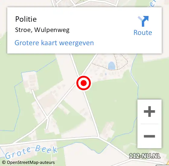 Locatie op kaart van de 112 melding: Politie Stroe, Wulpenweg op 18 januari 2023 19:42