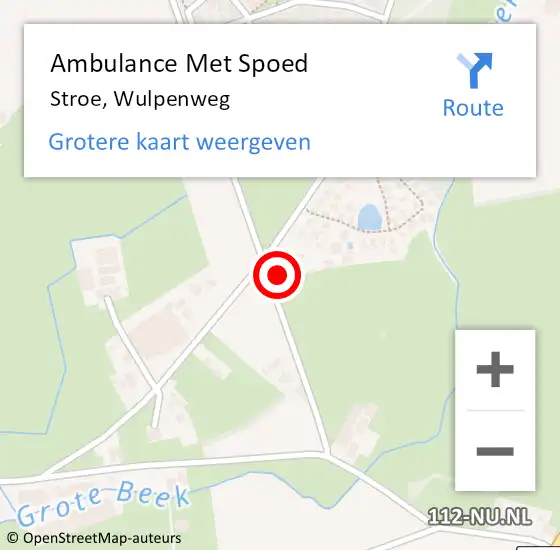 Locatie op kaart van de 112 melding: Ambulance Met Spoed Naar Stroe, Wulpenweg op 18 januari 2023 19:42