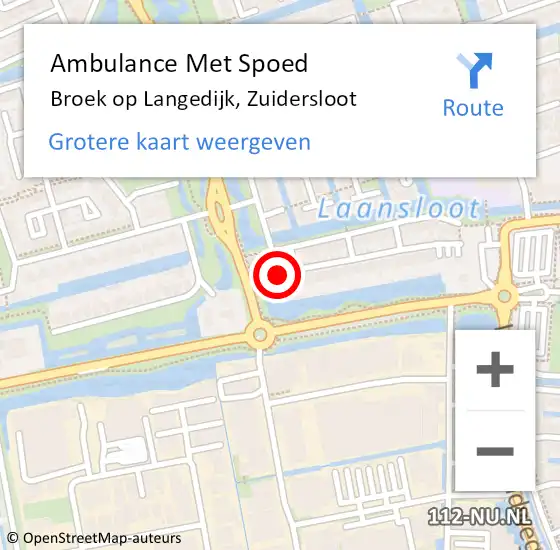 Locatie op kaart van de 112 melding: Ambulance Met Spoed Naar Broek op Langedijk, Zuidersloot op 18 januari 2023 20:09