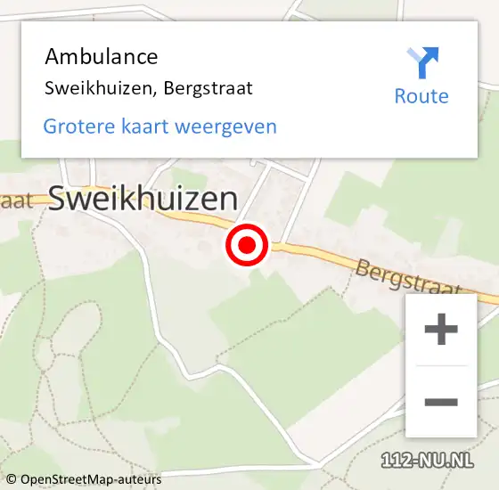 Locatie op kaart van de 112 melding: Ambulance Sweikhuizen, Bergstraat op 12 augustus 2014 16:09