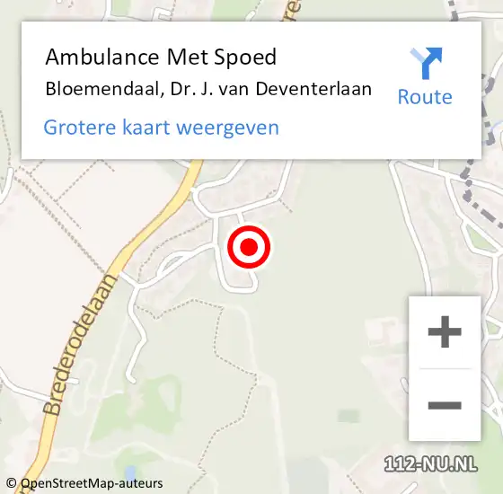 Locatie op kaart van de 112 melding: Ambulance Met Spoed Naar Bloemendaal, Dr. J. van Deventerlaan op 18 januari 2023 21:08