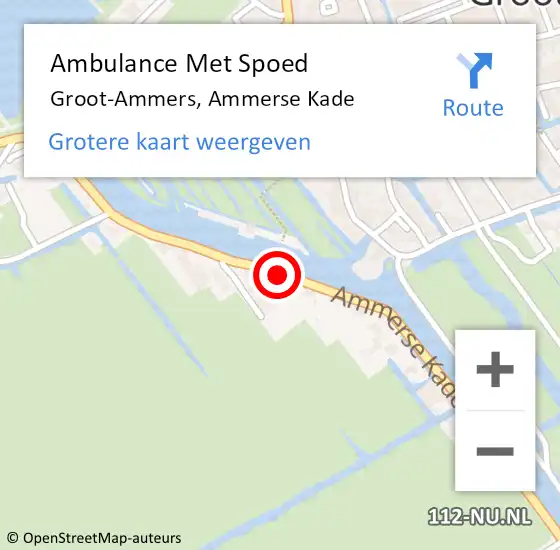 Locatie op kaart van de 112 melding: Ambulance Met Spoed Naar Groot-Ammers, Ammerse Kade op 18 januari 2023 21:55