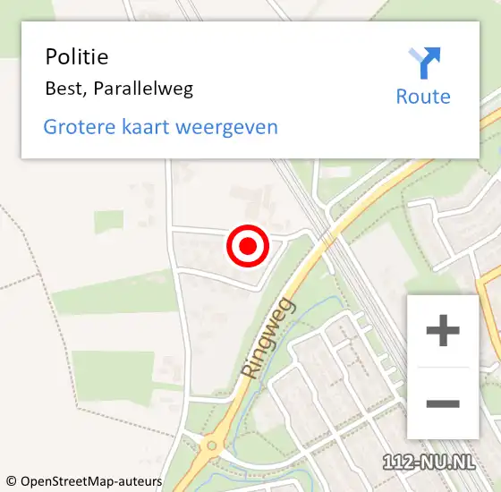 Locatie op kaart van de 112 melding: Politie Best, Parallelweg op 18 januari 2023 22:05