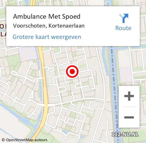 Locatie op kaart van de 112 melding: Ambulance Met Spoed Naar Voorschoten, Kortenaerlaan op 18 januari 2023 22:19