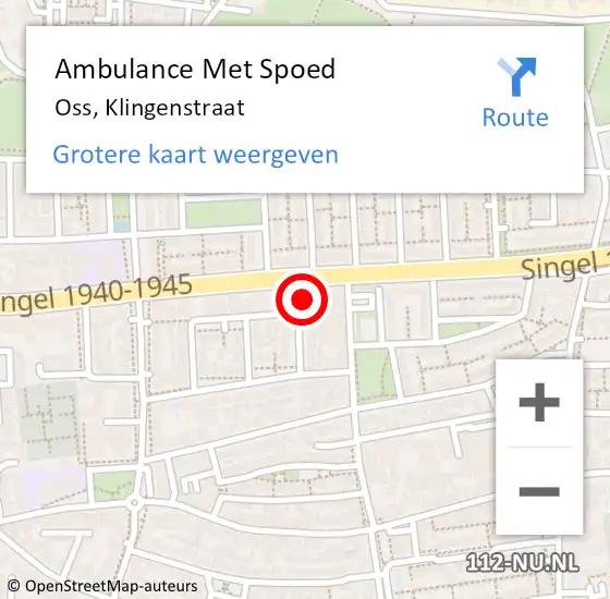 Locatie op kaart van de 112 melding: Ambulance Met Spoed Naar Oss, Klingenstraat op 12 augustus 2014 16:14