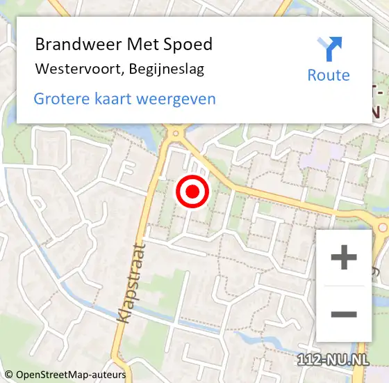 Locatie op kaart van de 112 melding: Brandweer Met Spoed Naar Westervoort, Begijneslag op 18 januari 2023 22:27