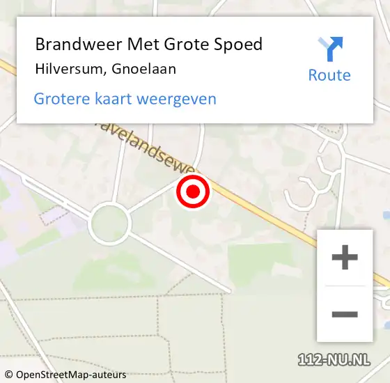 Locatie op kaart van de 112 melding: Brandweer Met Grote Spoed Naar Hilversum, Gnoelaan op 18 januari 2023 22:53