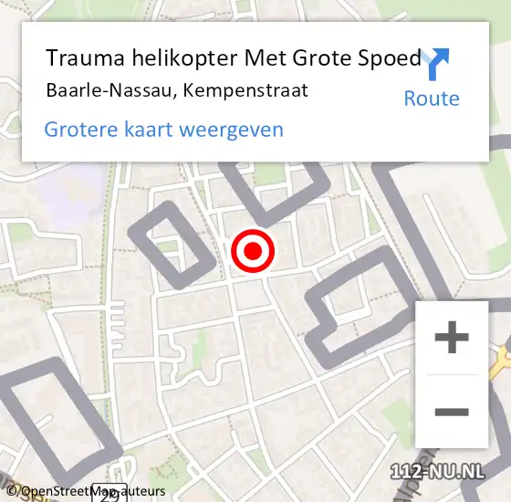 Locatie op kaart van de 112 melding: Trauma helikopter Met Grote Spoed Naar Baarle-Nassau, Kempenstraat op 18 januari 2023 23:07