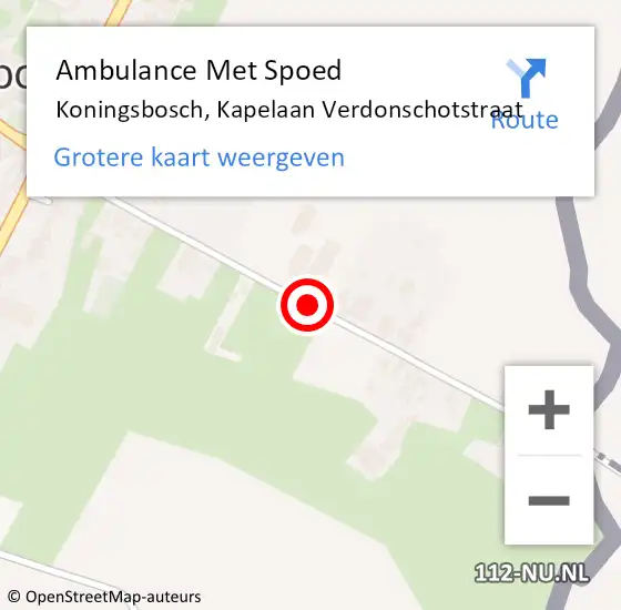 Locatie op kaart van de 112 melding: Ambulance Met Spoed Naar Koningsbosch, Kapelaan Verdonschotstraat op 12 augustus 2014 16:17