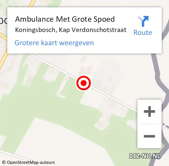 Locatie op kaart van de 112 melding: Ambulance Met Grote Spoed Naar Koningsbosch, Kapelaan Verdonschotstraat op 12 augustus 2014 16:17