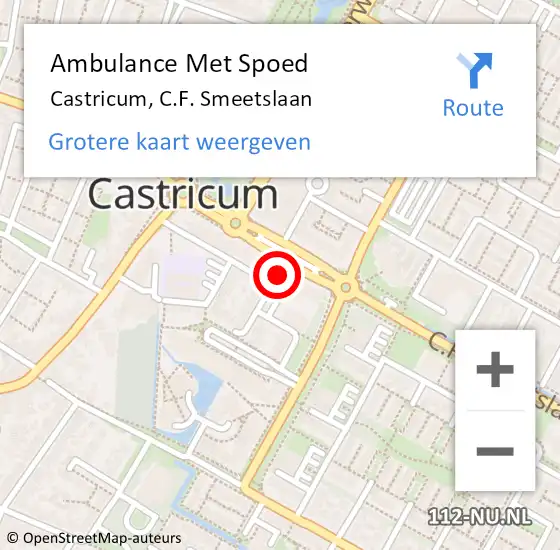 Locatie op kaart van de 112 melding: Ambulance Met Spoed Naar Castricum, C.F. Smeetslaan op 18 januari 2023 23:47