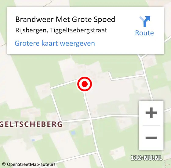 Locatie op kaart van de 112 melding: Brandweer Met Grote Spoed Naar Rijsbergen, Tiggeltsebergstraat op 19 januari 2023 00:36