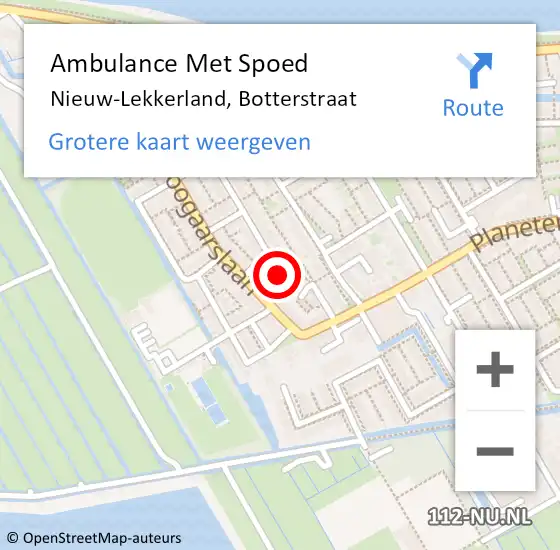 Locatie op kaart van de 112 melding: Ambulance Met Spoed Naar Nieuw-Lekkerland, Botterstraat op 19 januari 2023 00:55