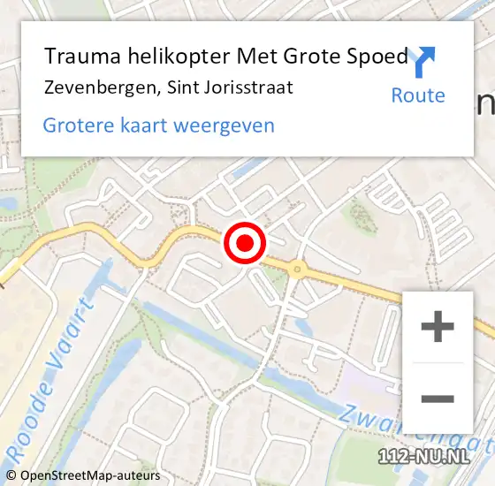 Locatie op kaart van de 112 melding: Trauma helikopter Met Grote Spoed Naar Zevenbergen, Sint Jorisstraat op 19 januari 2023 01:03