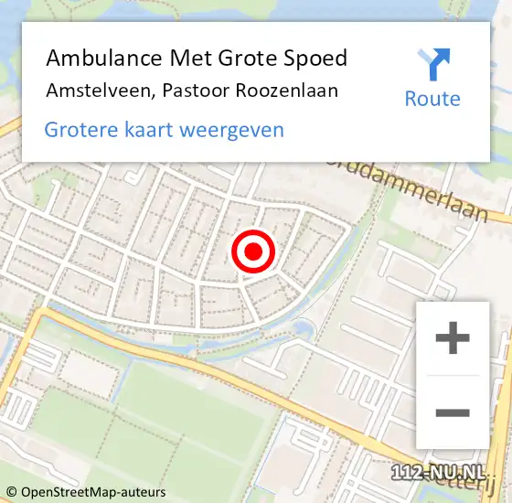 Locatie op kaart van de 112 melding: Ambulance Met Grote Spoed Naar Amstelveen, Pastoor Roozenlaan op 19 januari 2023 01:12