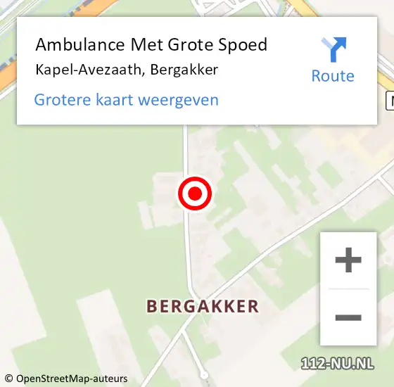 Locatie op kaart van de 112 melding: Ambulance Met Grote Spoed Naar Kapel-Avezaath, Bergakker op 19 januari 2023 01:52