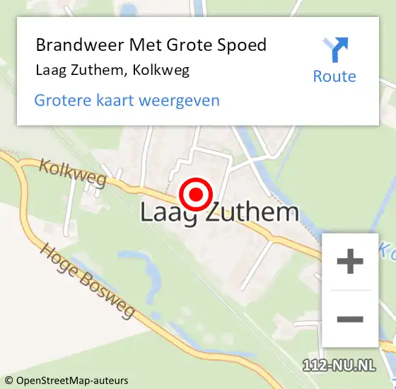 Locatie op kaart van de 112 melding: Brandweer Met Grote Spoed Naar Laag Zuthem, Kolkweg op 19 januari 2023 04:10