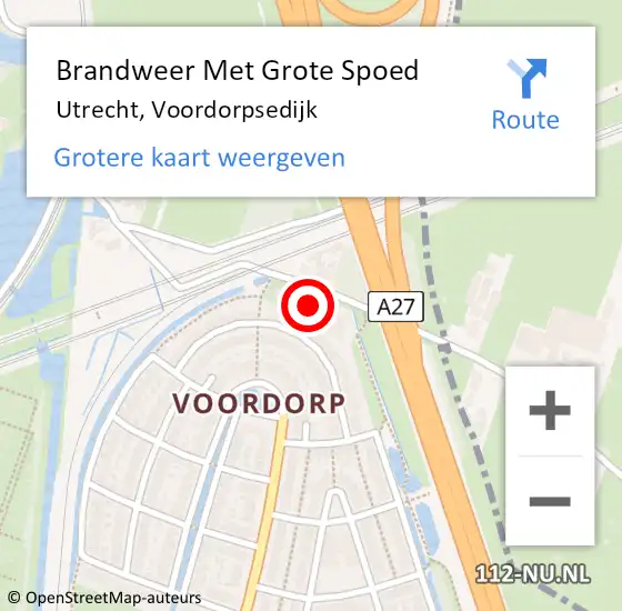 Locatie op kaart van de 112 melding: Brandweer Met Grote Spoed Naar Utrecht, Voordorpsedijk op 19 januari 2023 04:23