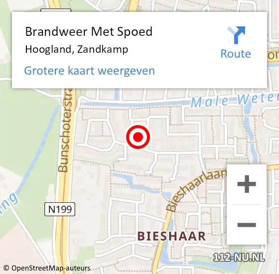 Locatie op kaart van de 112 melding: Brandweer Met Spoed Naar Hoogland, Zandkamp op 19 januari 2023 05:05