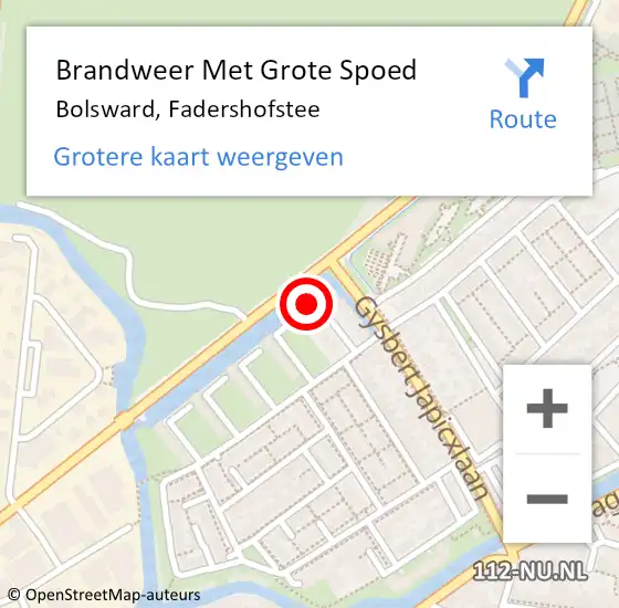 Locatie op kaart van de 112 melding: Brandweer Met Grote Spoed Naar Bolsward, Fadershofstee op 19 januari 2023 05:20