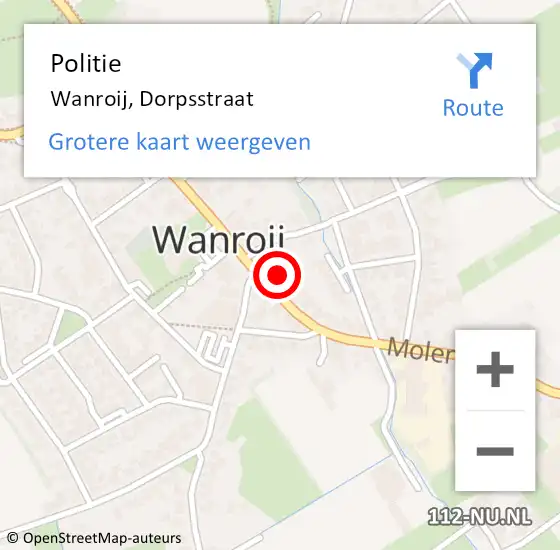 Locatie op kaart van de 112 melding: Politie Wanroij, Dorpsstraat op 19 januari 2023 05:55